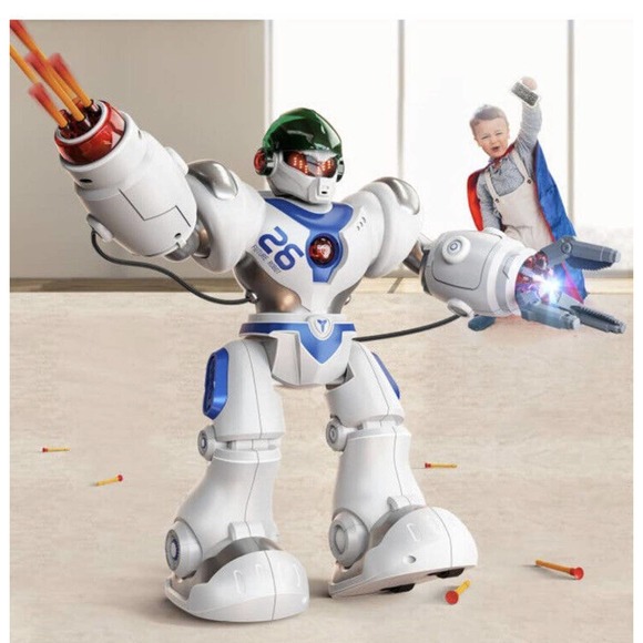 Large RC Robot Toys for Kids Soft Darts Shooting Remote Control Robot w/ Gripper - Picture 1 of 7